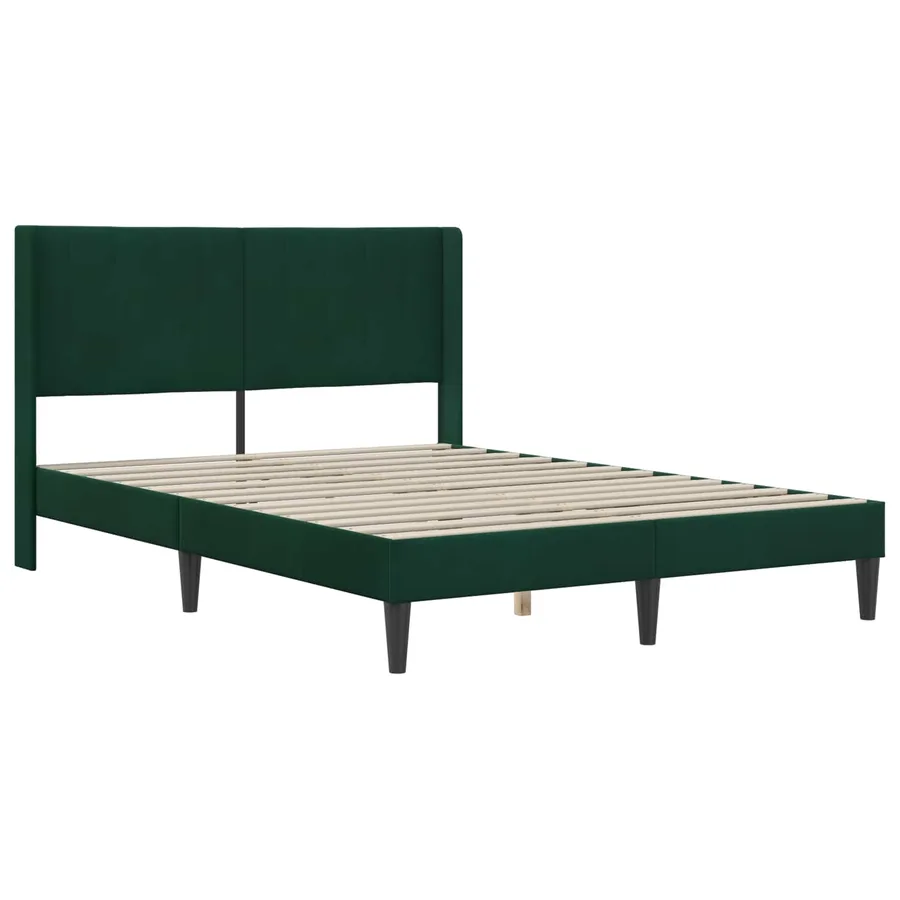 Cadre de lit avec matelas Vert foncé 140 x 200 cm Velours - 4
