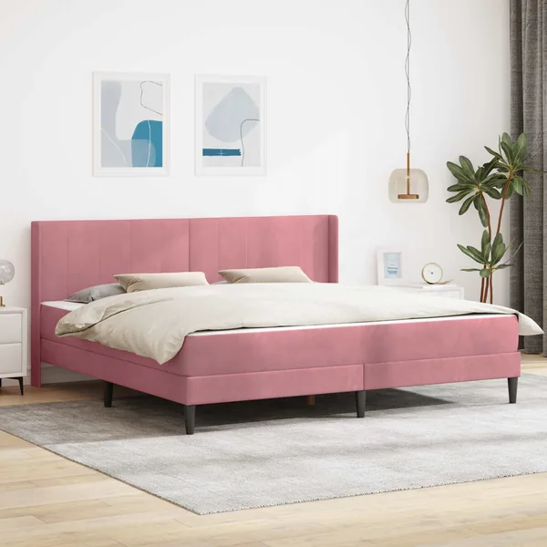 Cadre de lit avec matelas Rose 200 x 200 cm Velours