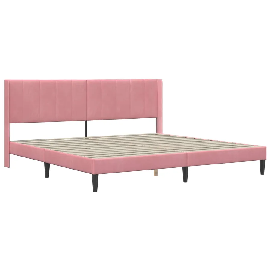 Cadre de lit avec matelas Rose 200 x 200 cm Velours - 4