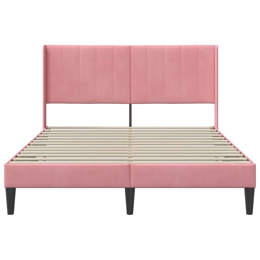 Cadre de lit avec tête de lit Rose 140 x 190 cm Velours - 4
