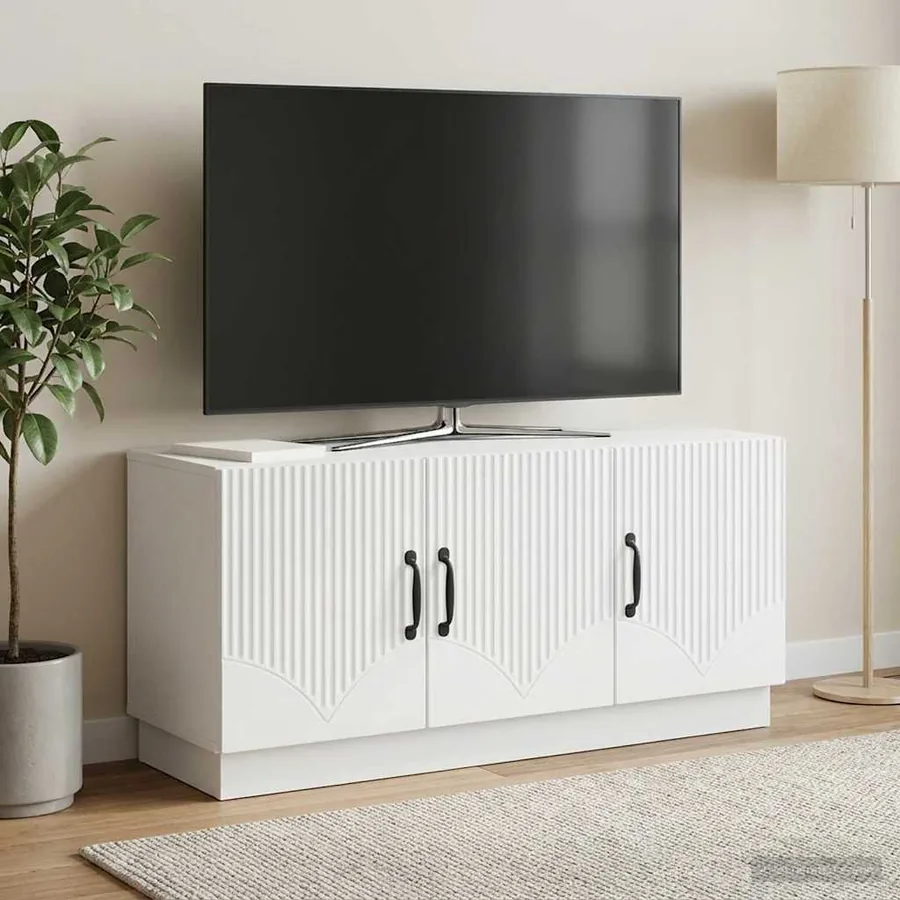 Meuble TV Blanc 99 x 34,5 x 47 cm Bois d'ingénierie