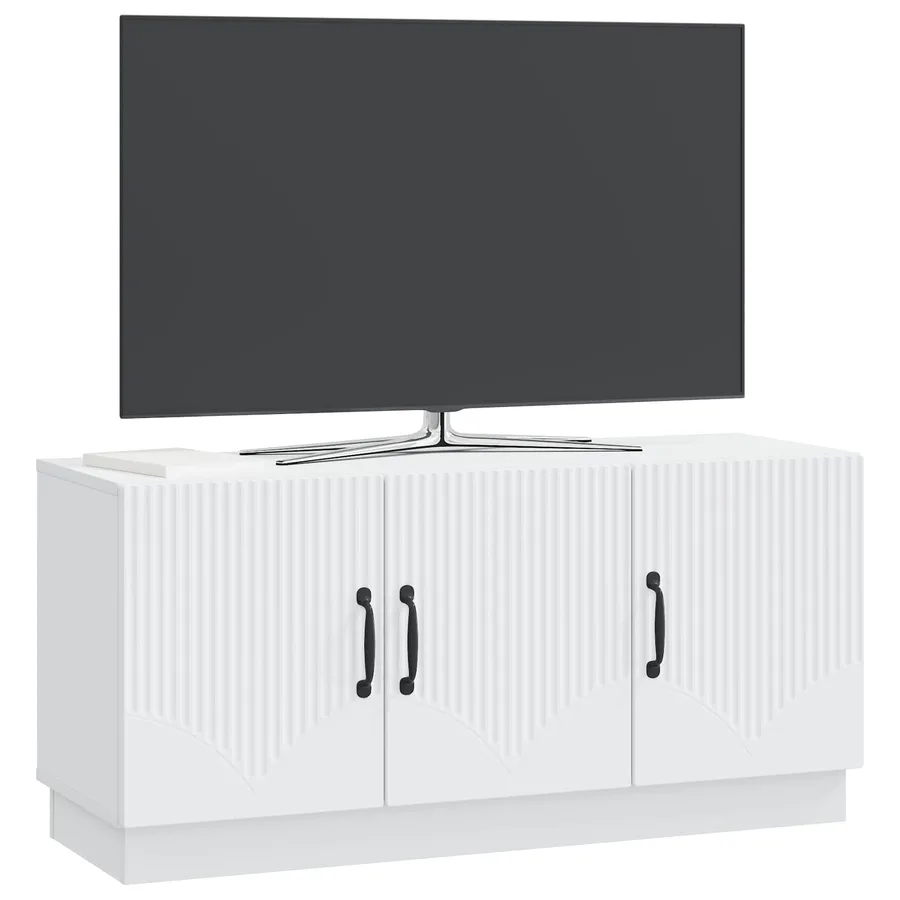 Meuble TV Blanc 99 x 34,5 x 47 cm Bois d'ingénierie - 3
