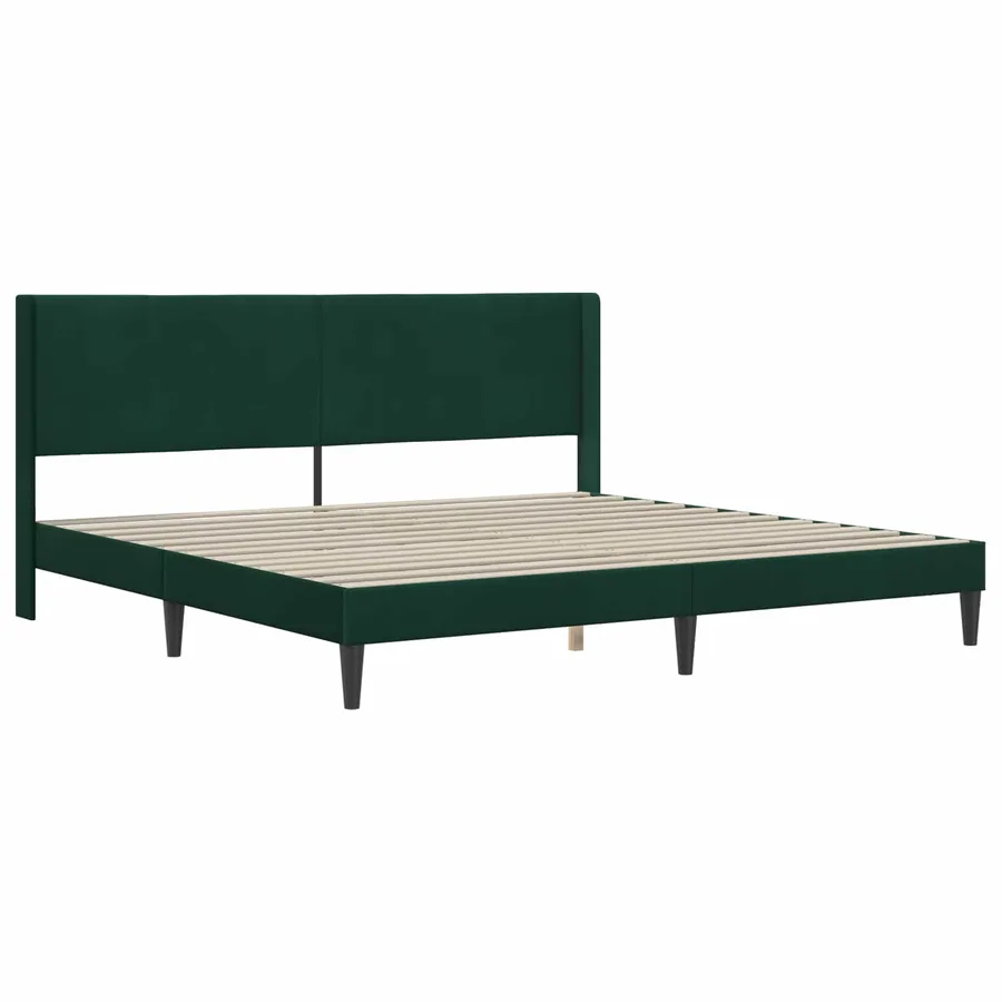 Cadre de lit avec matelas Vert foncé 180 x 200 cm Velours - 4