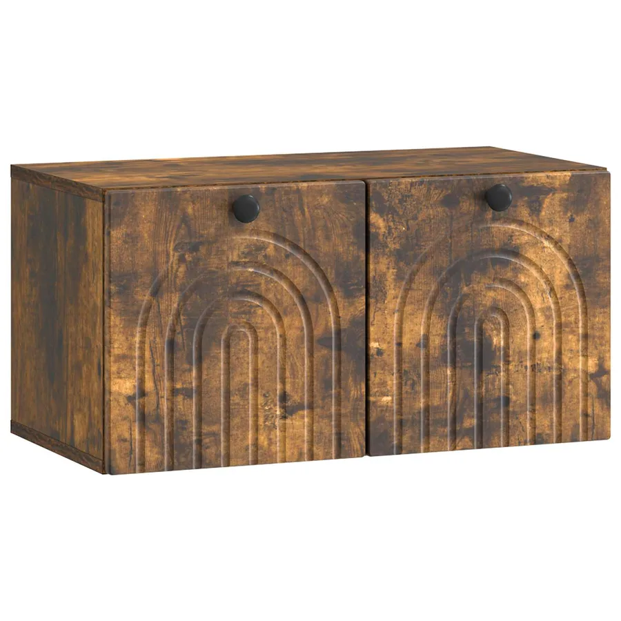 Meuble TV mural Chêne fumé 59,5 x 31 x 30 cm Bois d'ingénierie - 2