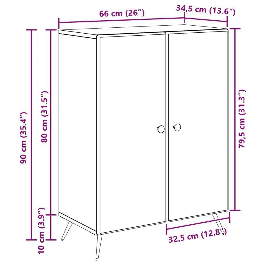 Buffet Chêne artisanal 66 x 34,5 x 90 cm Bois d'ingénierie - 12