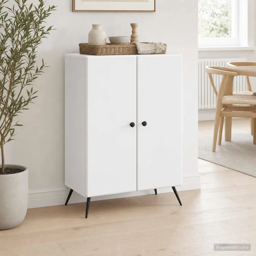 Buffet Blanc brillant 66 x 34,5 x 90 cm Bois d'ingénierie - 4