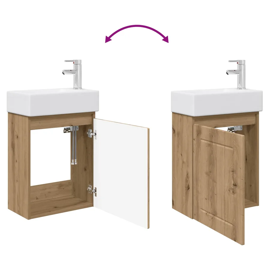Meuble de salle de bain avec robinet Chêne artisanal - 9