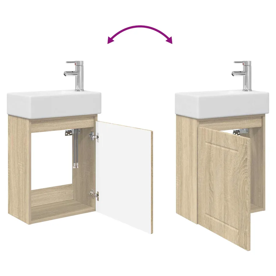Meuble de salle de bain avec robinet Chêne Sonoma - 9
