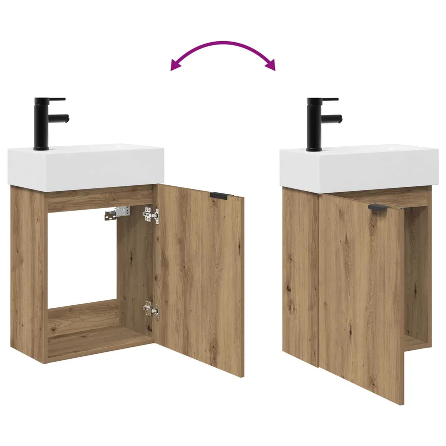 Meuble de salle de bain avec robinet Chêne artisanal - 9