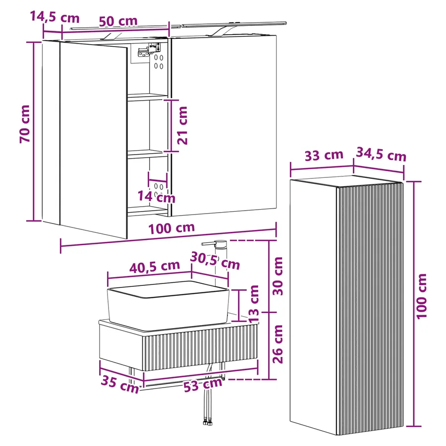 Ensemble d'armoire de salle de bain 4 pc Chêne artisanal - 13