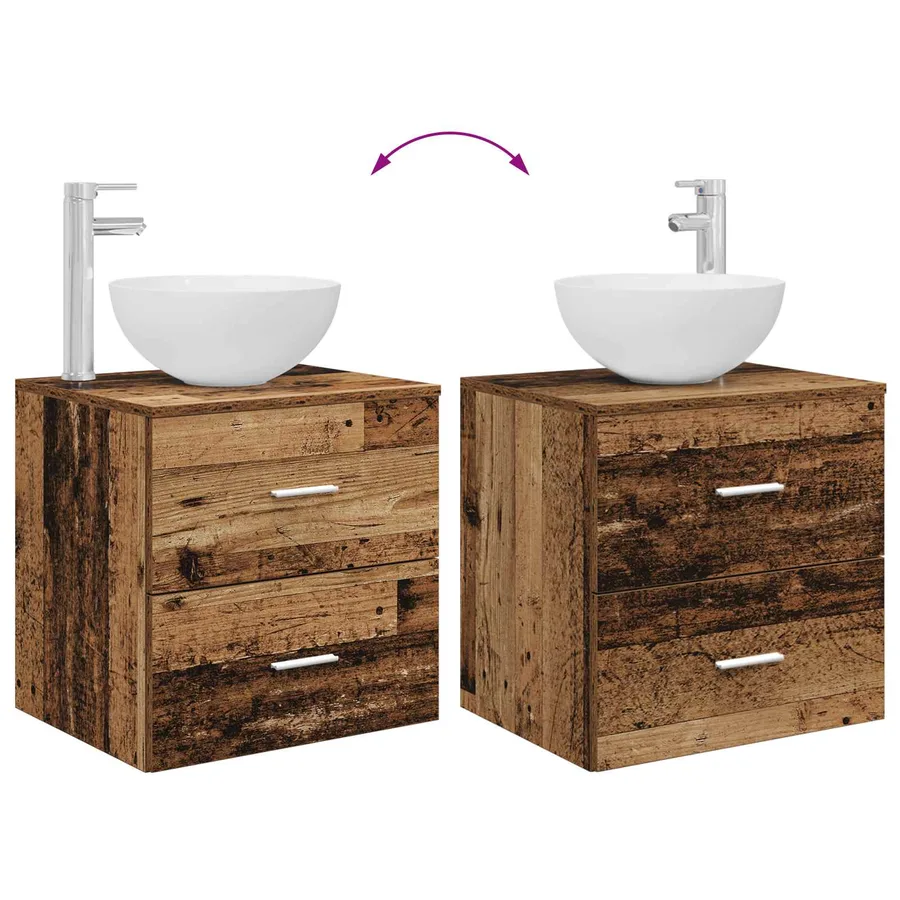 Ensemble de mobilier de salle de bain 2 pcs Bois ancien - 9
