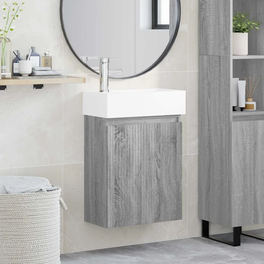 Meuble de salle de bain avec robinet Sonoma gris