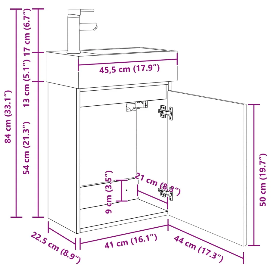 Meuble de salle de bain avec robinet Sonoma gris - 10