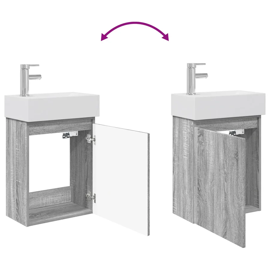 Meuble de salle de bain avec robinet Sonoma gris - 9