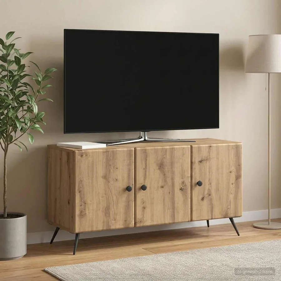 Meuble TV 99 x 34,5 x 50 cm Chêne artisanal Bois d'ingénierie - 4