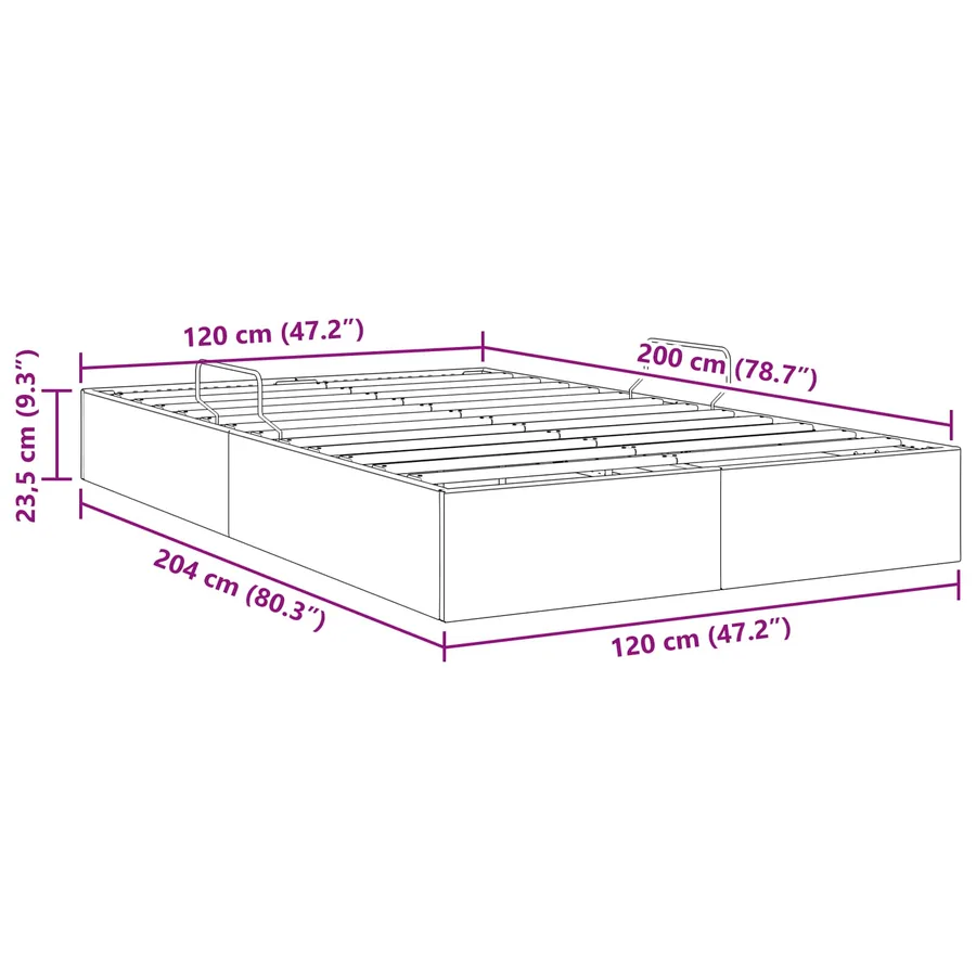 Cadre de lit ottoman Gris clair 120 x 200 cm Velours - 13