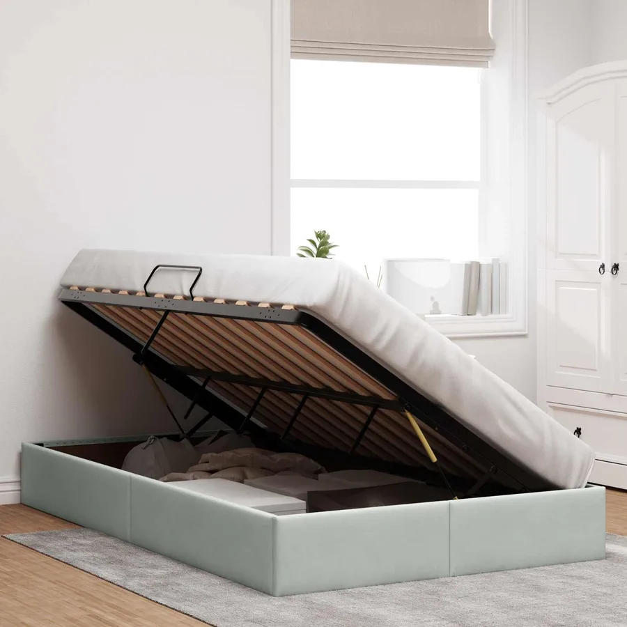 Cadre de lit ottoman Gris clair 120 x 200 cm Velours - 4