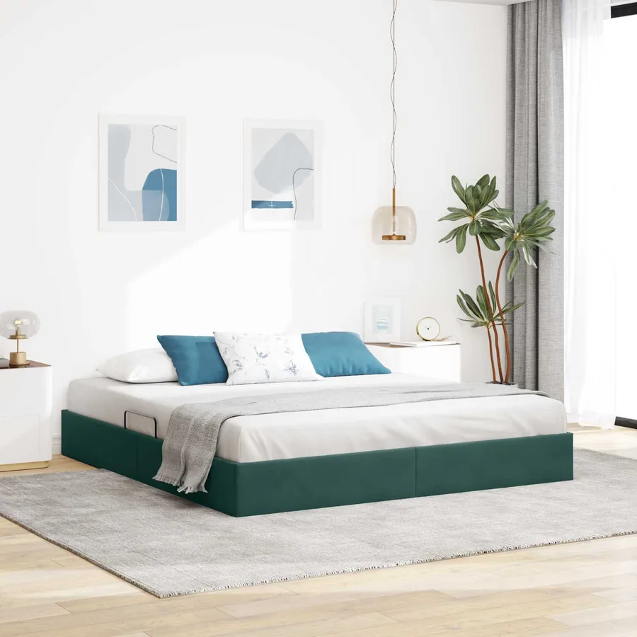 Cadre de lit ottoman Vert foncé 160 x 200 cm Velours