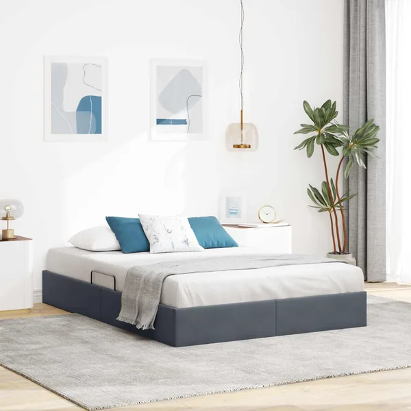 Cadre de lit ottoman Gris foncé 140 x 190 cm Velours