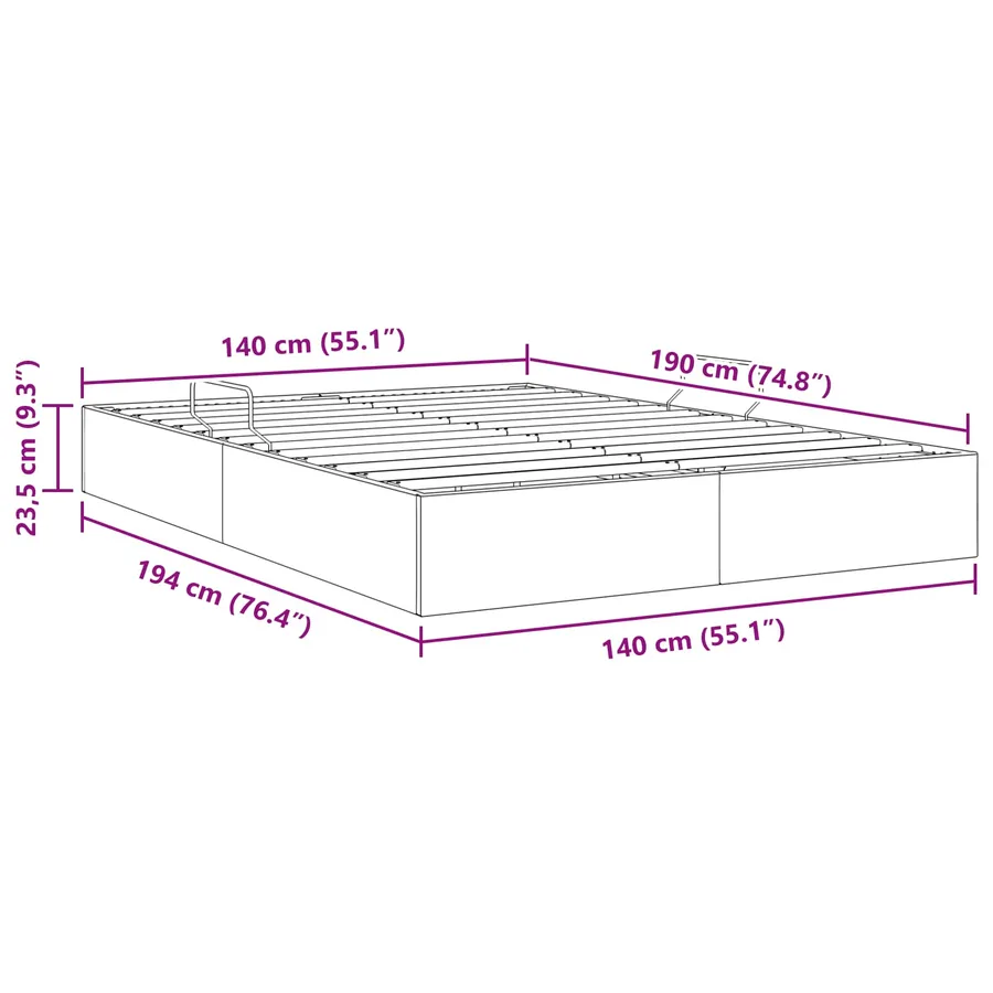 Cadre de lit ottoman Gris foncé 140 x 190 cm Velours - 13