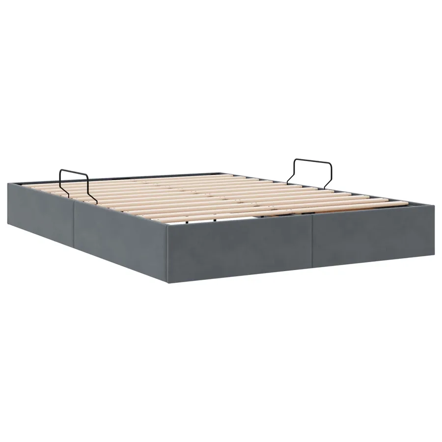 Cadre de lit ottoman Gris foncé 140 x 190 cm Velours - 5
