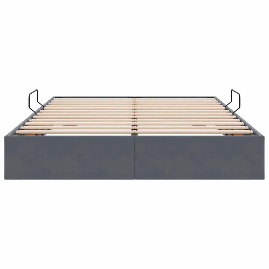 Cadre de lit ottoman Gris foncé 140 x 190 cm Velours - 7