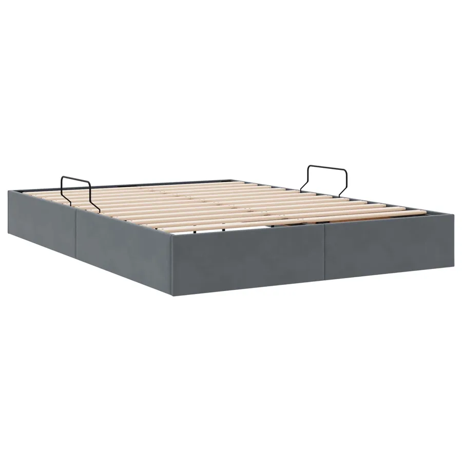 Cadre de lit ottoman Gris foncé 140 x 190 cm Velours - 9