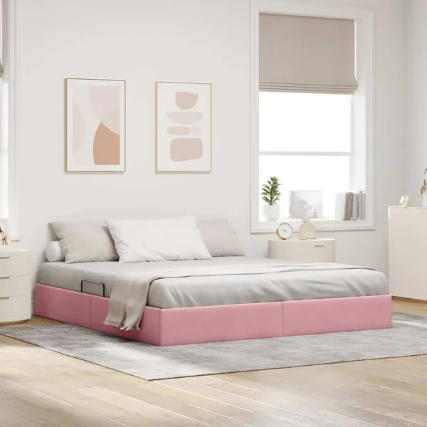 Cadre de lit ottoman avec stockage Rose 160 x 200 cm Velours