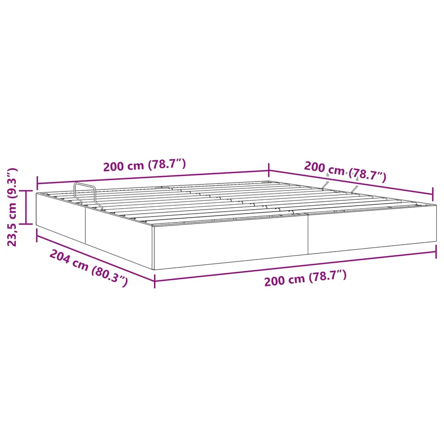 Cadre de lit ottoman avec stockage Noir 200 x 200 cm Velours - 13