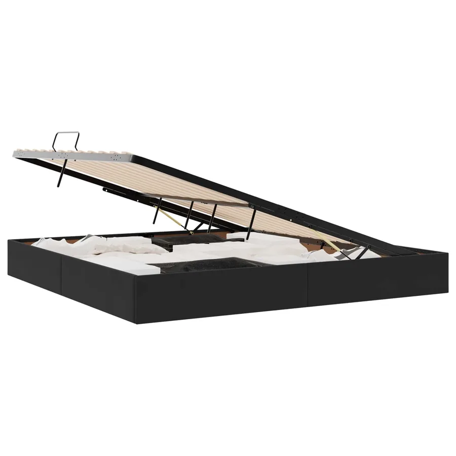 Cadre de lit ottoman avec stockage Noir 200 x 200 cm Velours - 2