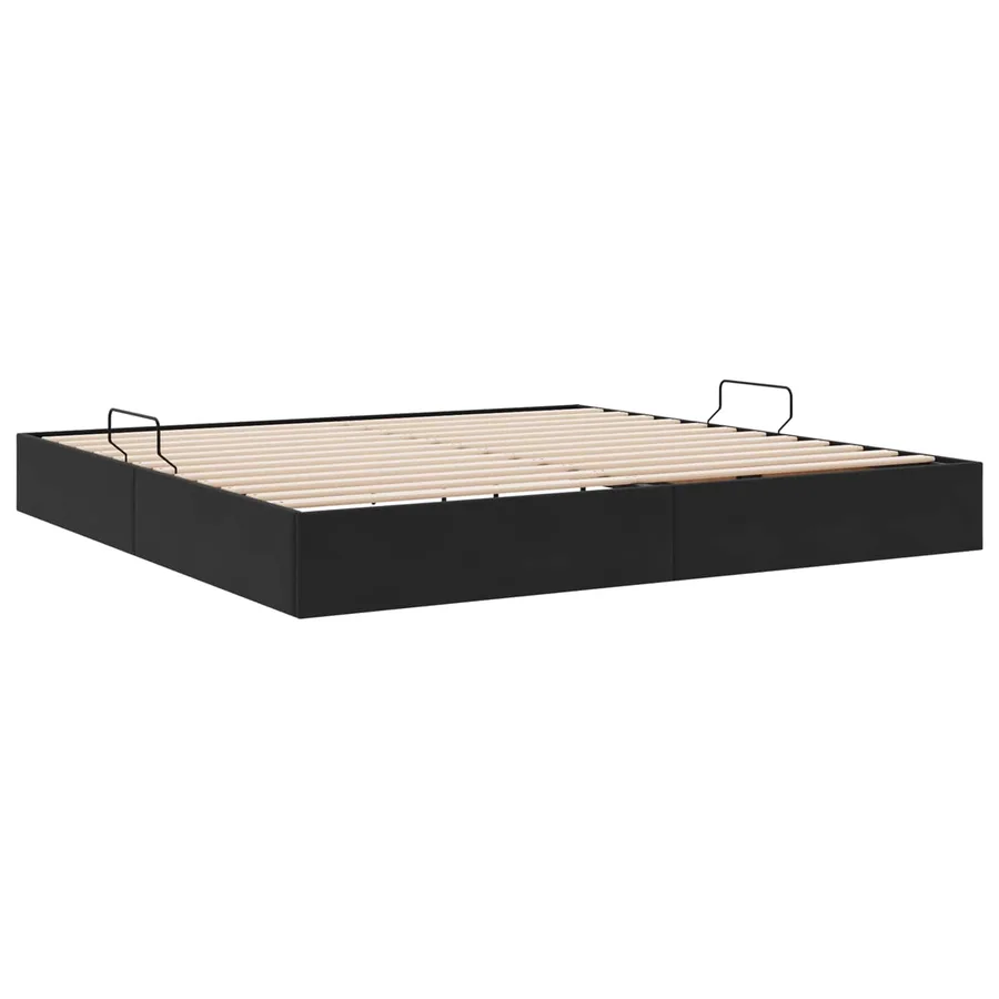 Cadre de lit ottoman avec stockage Noir 200 x 200 cm Velours - 5