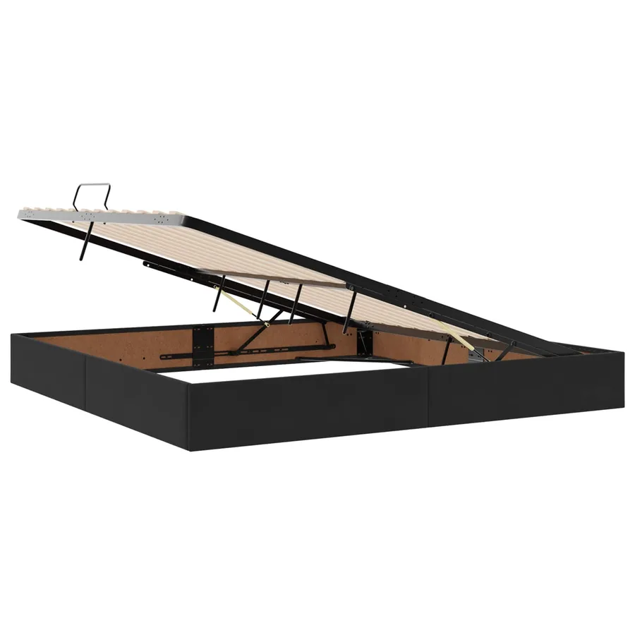 Cadre de lit ottoman avec stockage Noir 200 x 200 cm Velours - 6