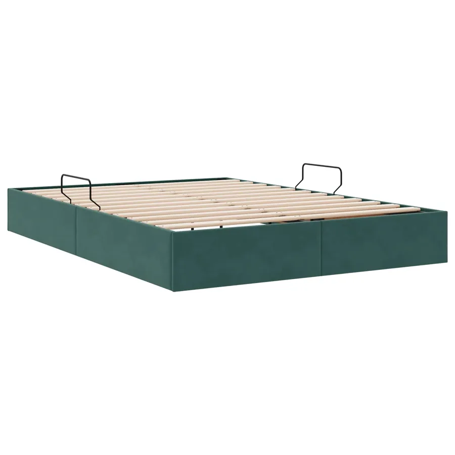 Cadre de lit ottoman Vert foncé 140 x 190 cm Velours - 5