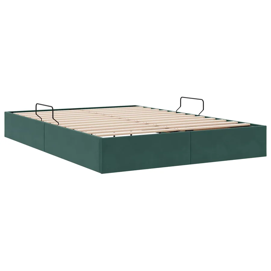 Cadre de lit ottoman Vert foncé 140 x 190 cm Velours - 9