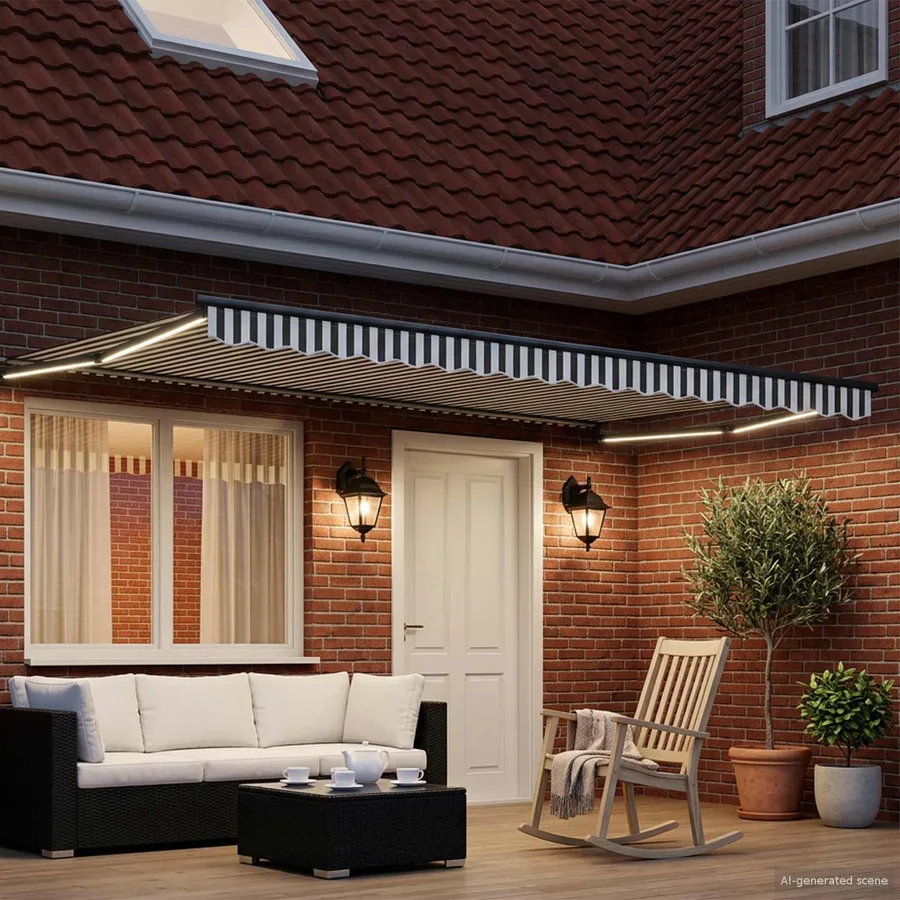 Store rétractable manuel avec LEDs Anthracite et blanc 5 x 3 m - 3