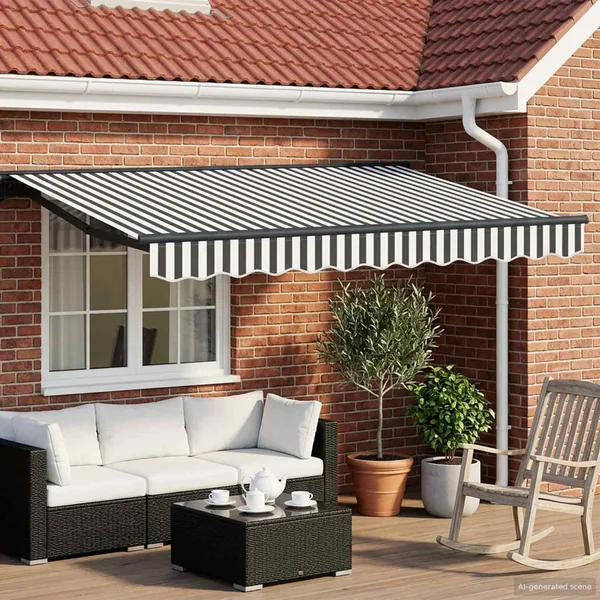 Auvent rétractable électrique Anthracite et blanc 3 x 2 m