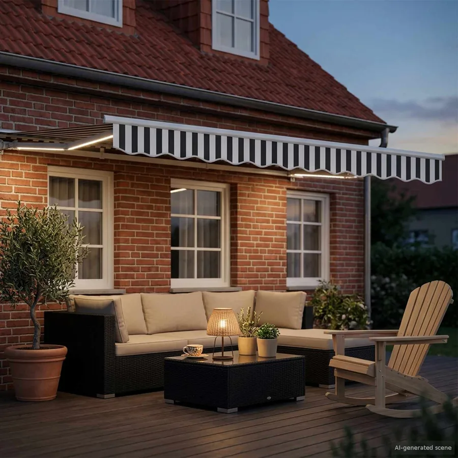Cadre de store manuel avec LEDs Anthracite et blanc 3 x 2 m - 3