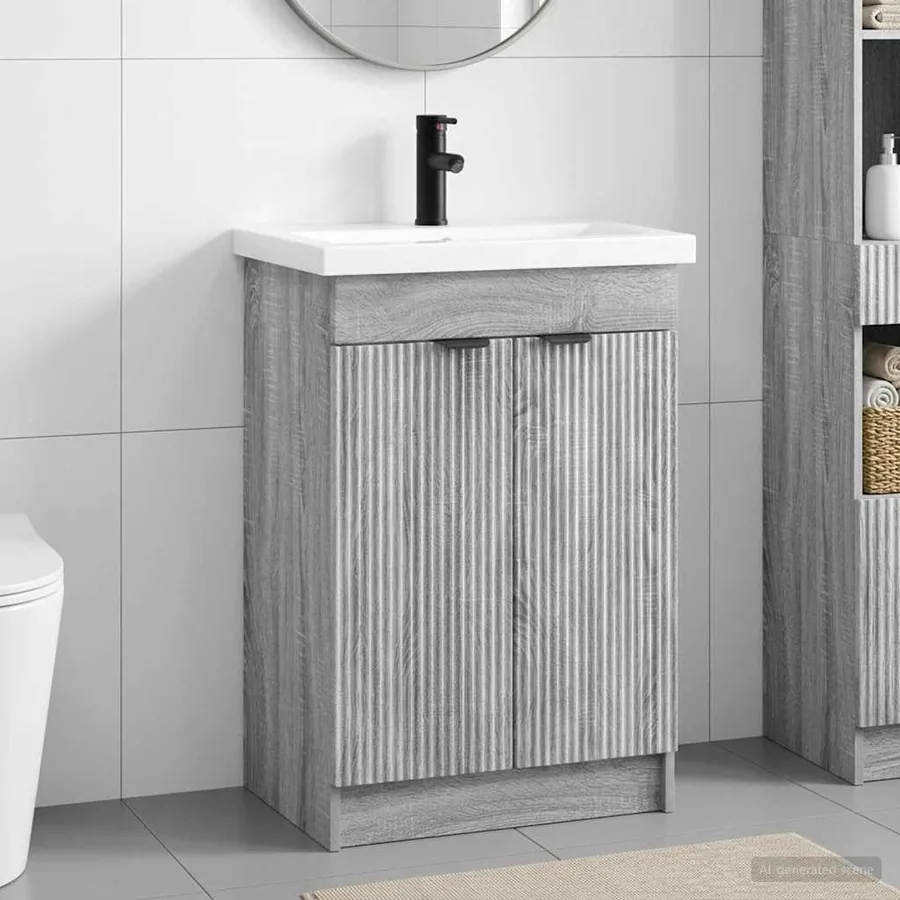 Ensemble de mobilier de salle de bain Sonoma gris
