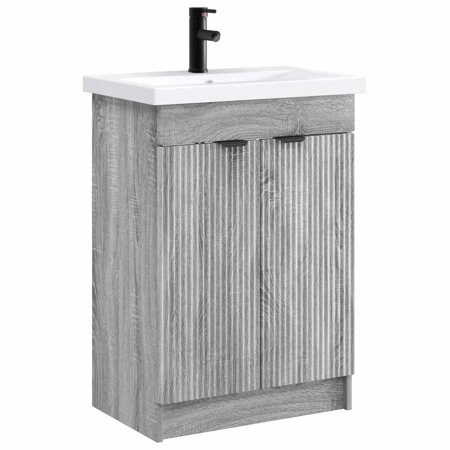 Ensemble de mobilier de salle de bain Sonoma gris - 2