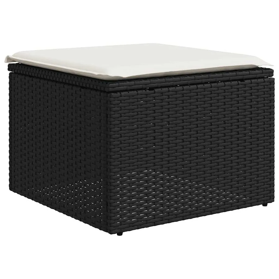 Salon de jardin 7 pcs avec coussins noir résine tressée 62 x 62 x 69 cm - 60,6 kg - 7