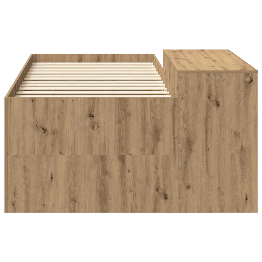 Lit haut pour enfants avec bureau Chêne artisanal - 4