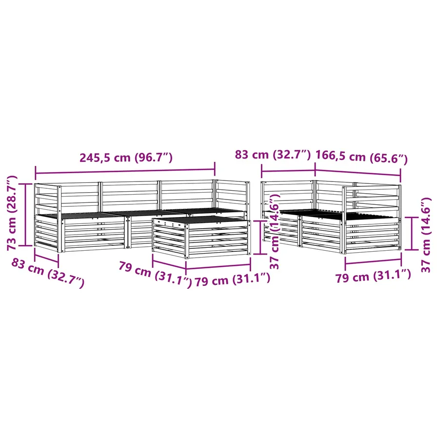 Ensemble de canapés d'extérieur 6 pcs Naturel - 8