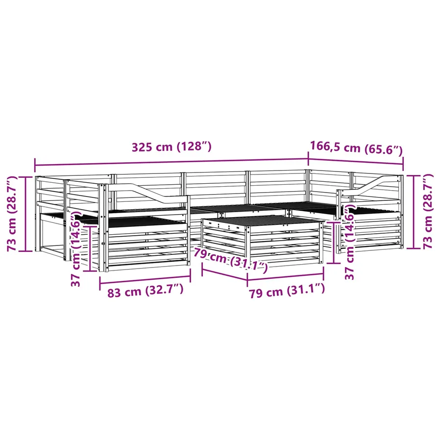 Ensemble de canapés d'extérieur 7 pcs Naturel - 8