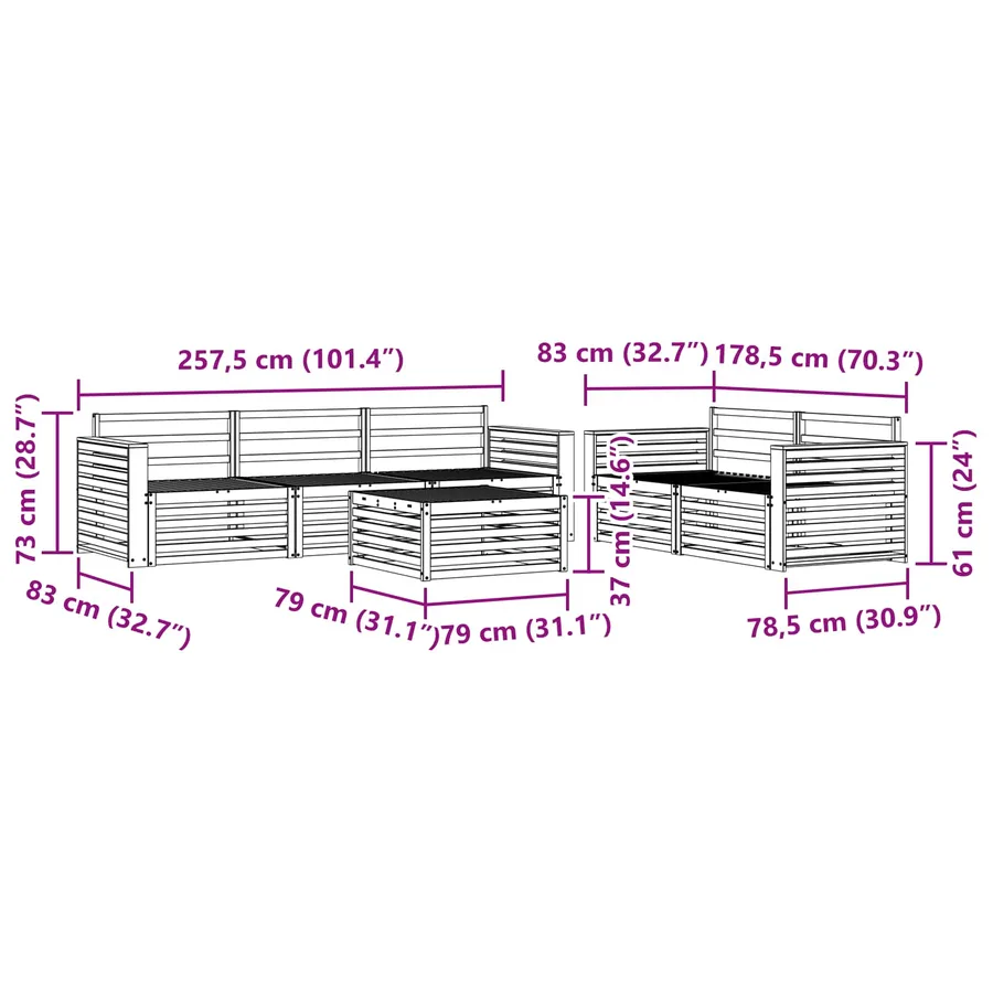 Ensemble de canapés d'extérieur 6 pcs Naturel - 9