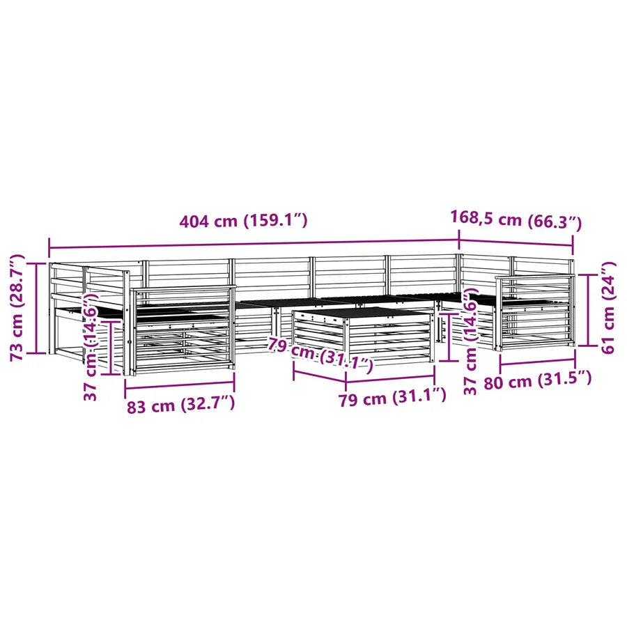 Ensemble de canapés d'extérieur 8 pcs Naturel - 10