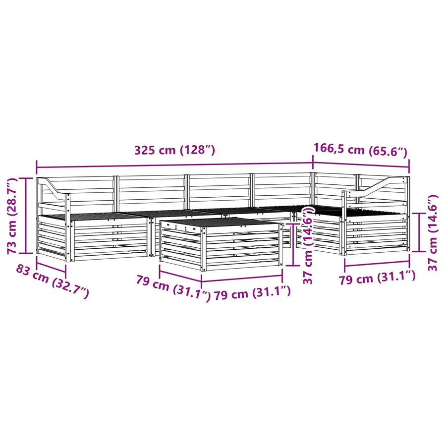 Ensemble de canapés d'extérieur 6 pcs Naturel - 8