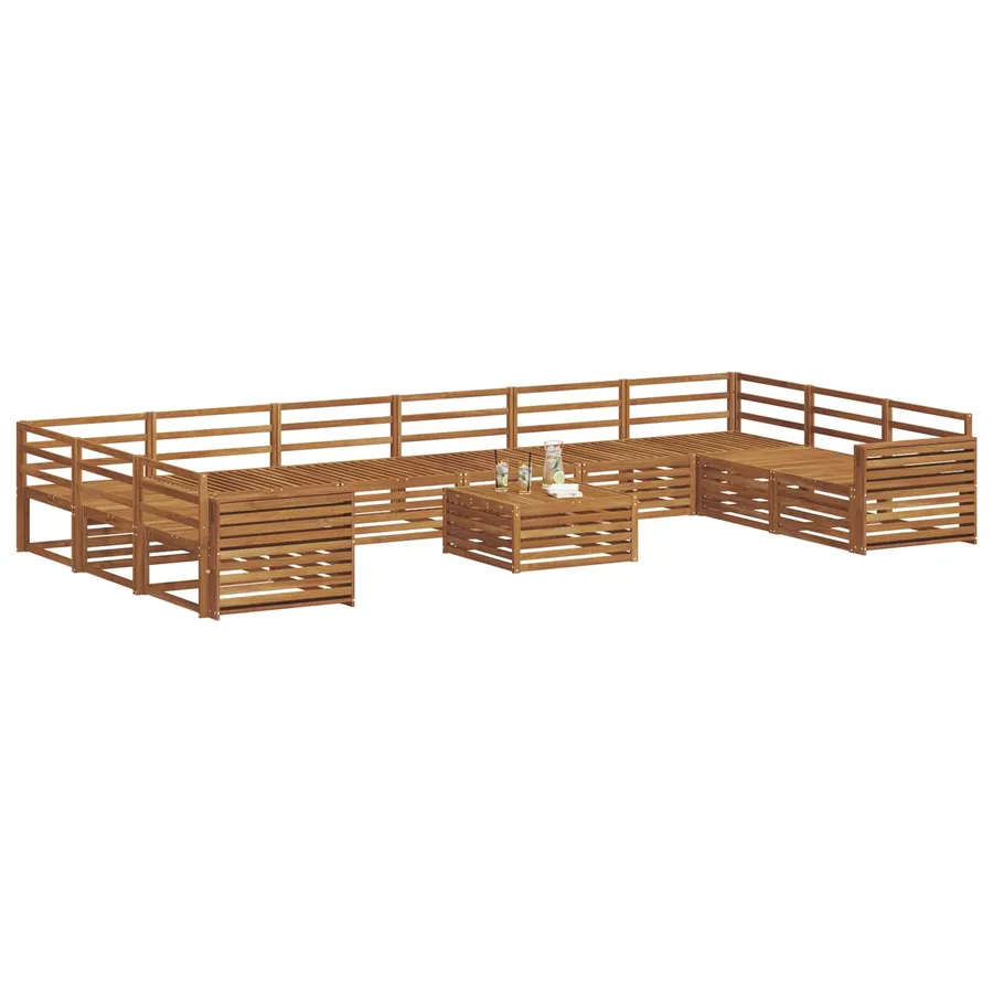 Ensembles de canapés 11 pcs Naturel Bois d'Acacia Massif - 3