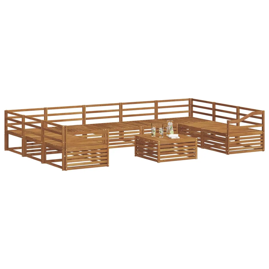 Ensemble de canapés d'extérieur 10 pcs Naturel - 3