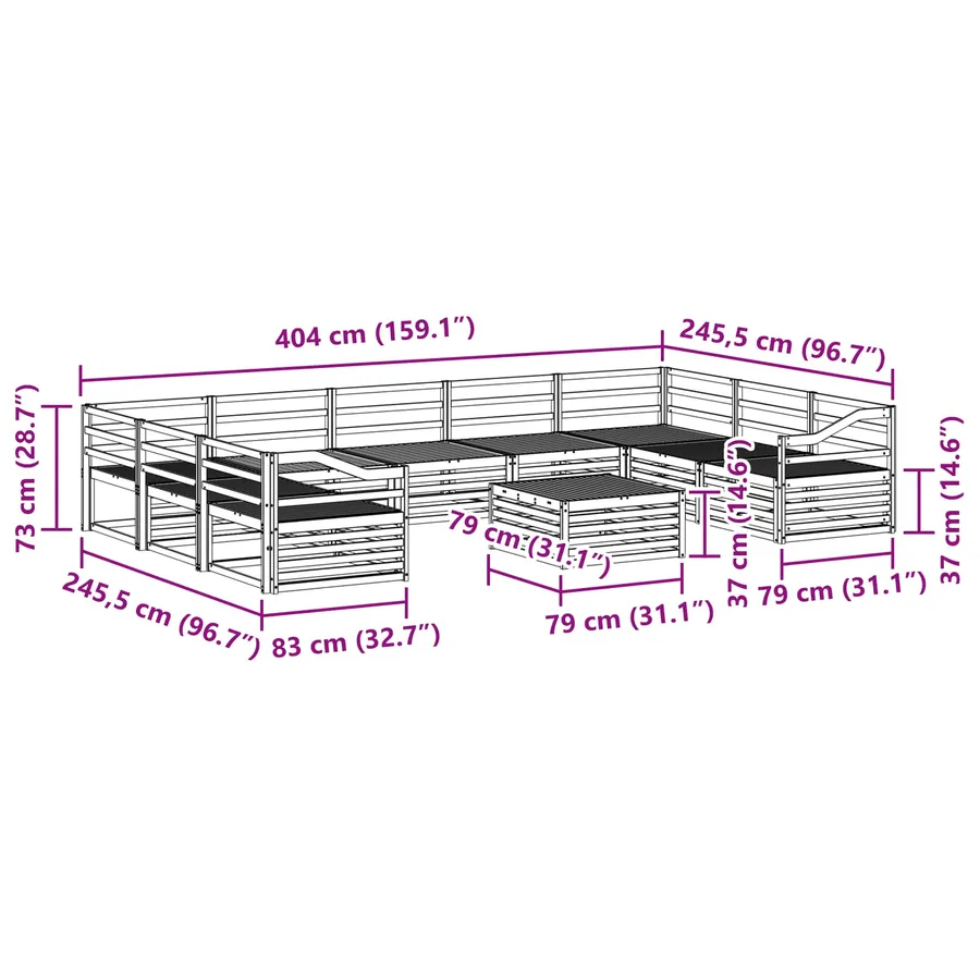 Ensemble de canapés d'extérieur 10 pcs Naturel - 8
