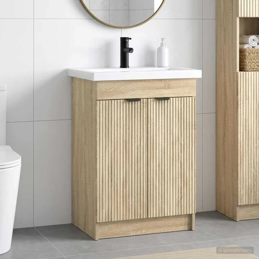 Ensemble de mobilier de salle de bain Chêne Sonoma
